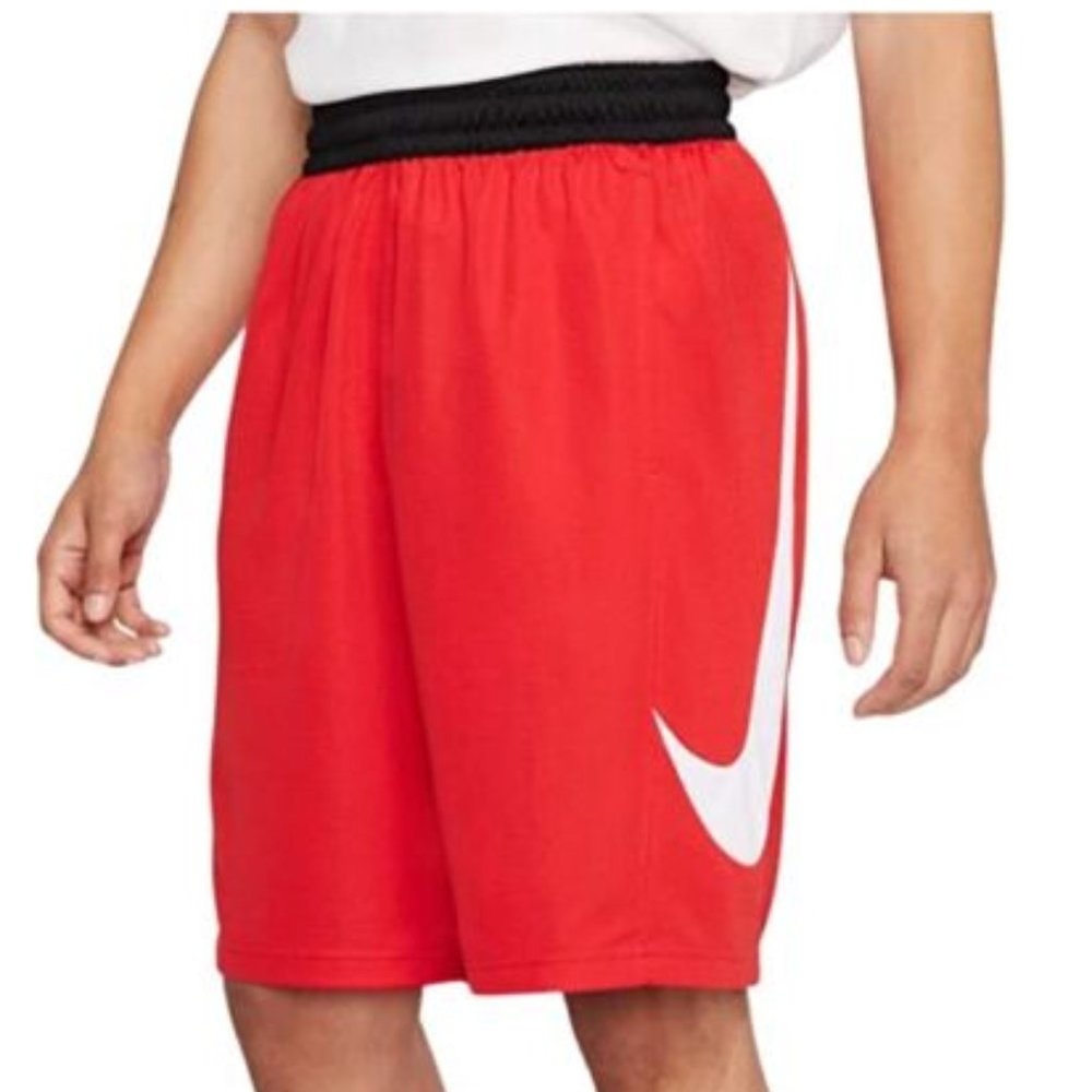 Nike Dri FIT Swoosh 10" Mens Basketball Gym Training Shorts Red White Black